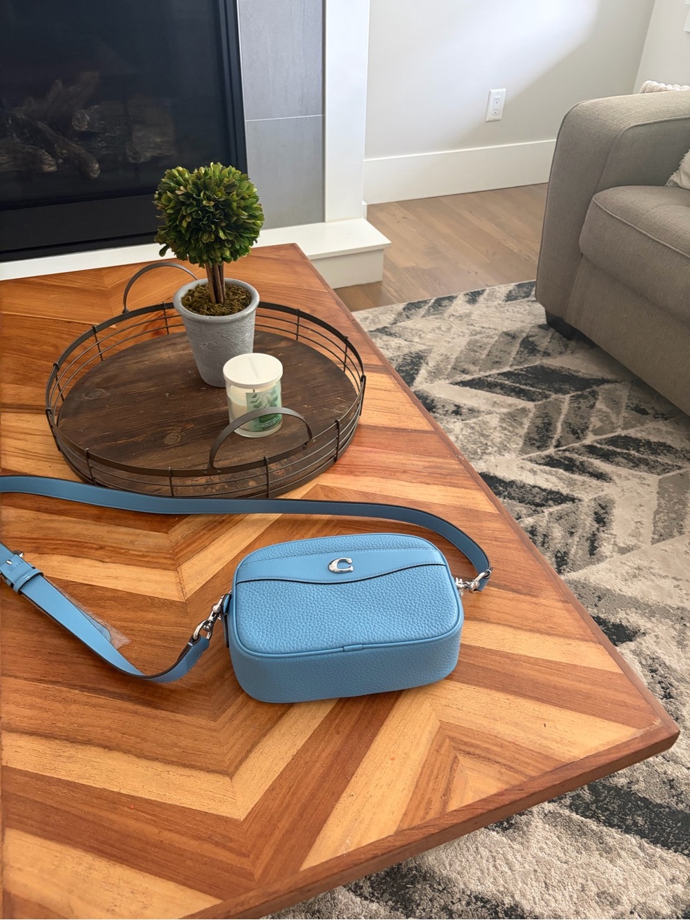 Coach Blue Leather Crossbody Bag - Light Blue Woman's Shoulder Bag